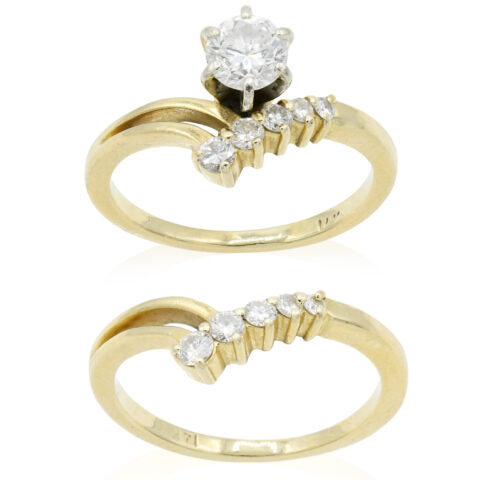 14K Yellow Gold & Diamond Ring Set