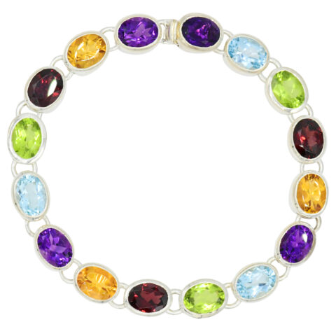 Sterling Silver & Gemstone Link Bracelet