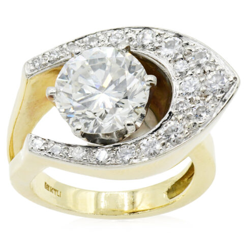 18K Gold, 14K Gold & 3.58 Carat Diamond Ring