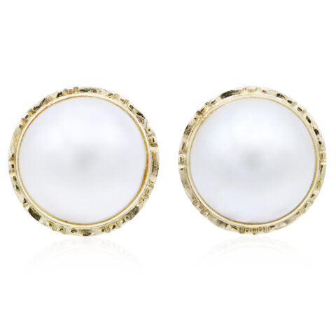 14K Yellow Gold & Mabe Pearl Earrings
