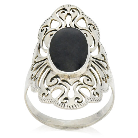 Sterling Silver & Jet Ring