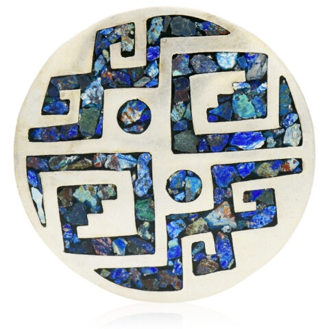 Sterling Silver & Mosaic Turquoise Brooch/Pendant
