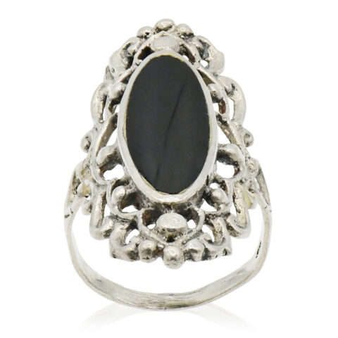 Sterling Silver & Jet Ring