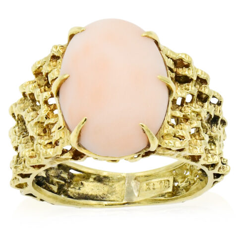 18K Yellow Gold & Angel Coral Ring