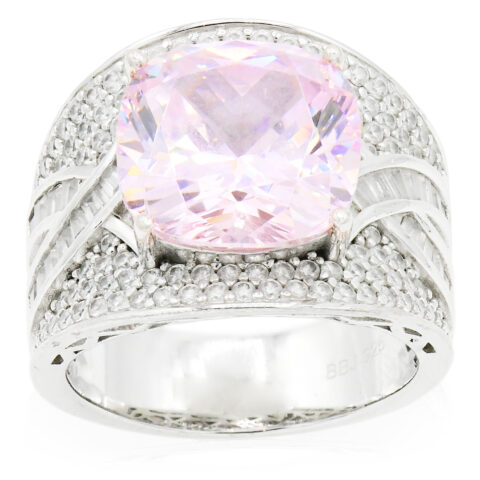 BBJ Sterling Silver Pink & White Cubic Zirconia Ring