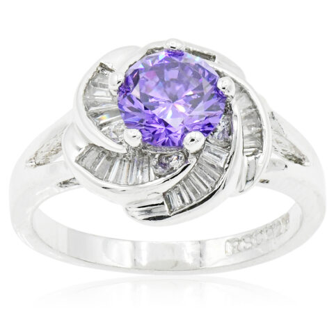 RSC Sterling Silver Purple & White Cubic Zirconia Ring