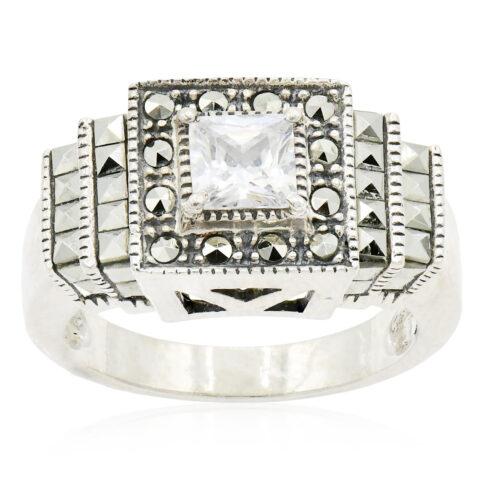 Judith Jack Sterling Silver, Marcasite & Cubic Zirconia Ring