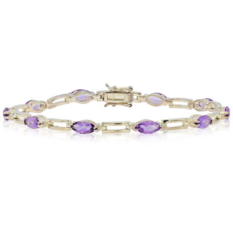 Sterling Silver & Amethyst Link Bracelet
