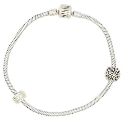 Biagi Sterling Silver Snake Bracelet With Two Charms
