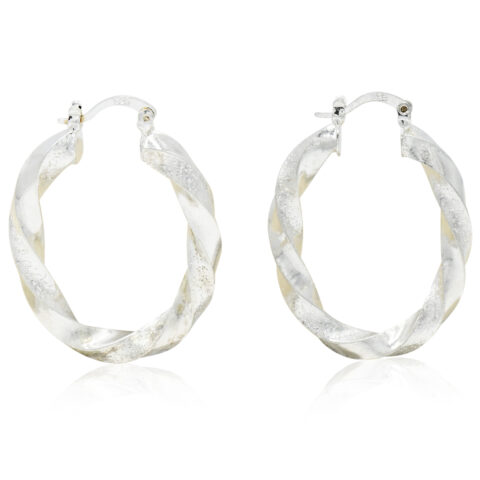 Sterling Silver Twist Hoop Earrings