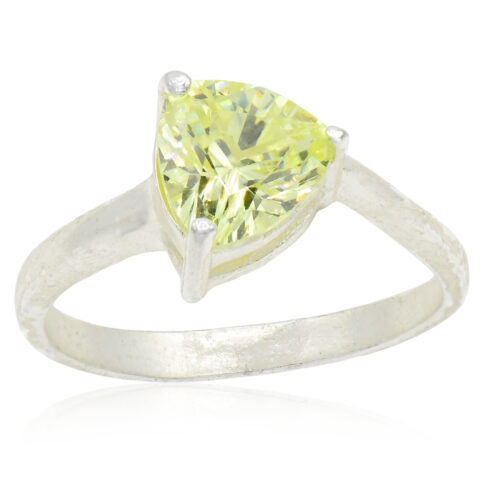 Sterling Silver & Yellow Cubic Zirconia Ring