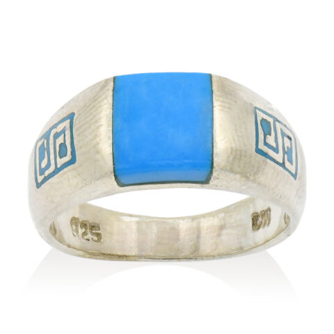 Sterling Silver & Blue Enamel Ring