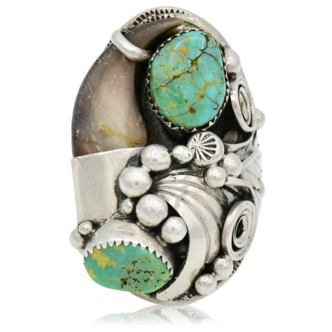 Sterling Silver, Turquoise & Claw Navajo Ring