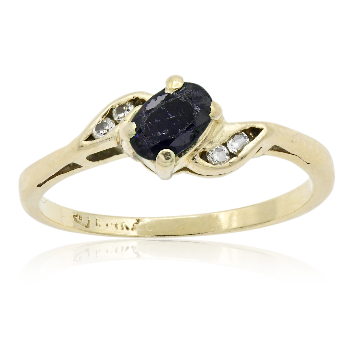 14K Yellow Gold, Sapphire & Diamond Ring