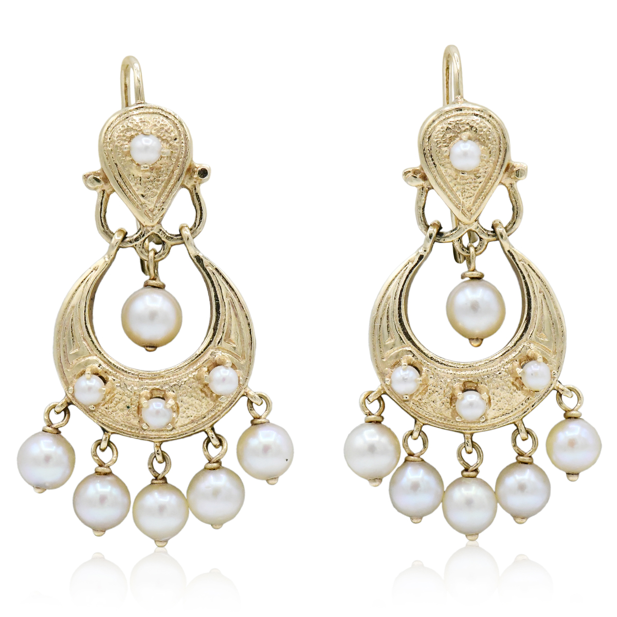 14K Yellow Gold & Pearl Earrings