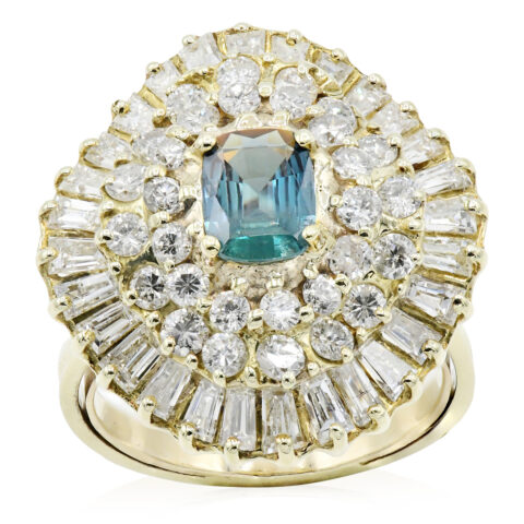 14K Yellow Gold, Diamond & Alexandrite Ballerina Ring
