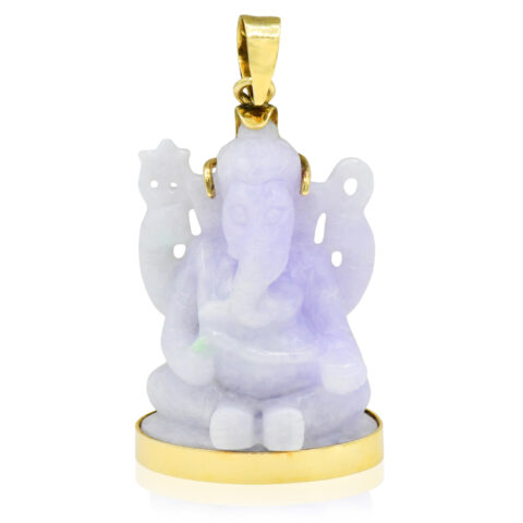 14K Yellow Gold & Lavender Jade Ganesh Pendant