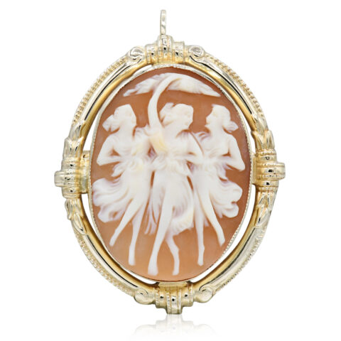 Esemco 14K Yellow Gold Three Graces Cameo Brooch/Pendant