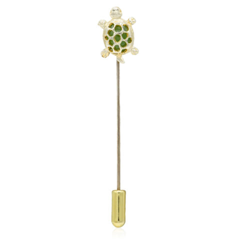 14K Yellow Gold & Jade Turtle Stick Pin