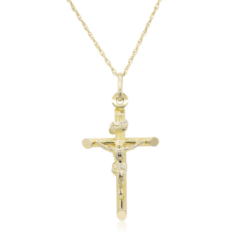 Kitsinian 14K Yellow Gold Crucifix Pendant Necklace