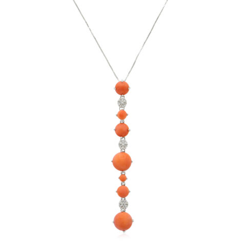 Le Vian 14K White Gold, Diamond & Red Coral Pendant Necklace