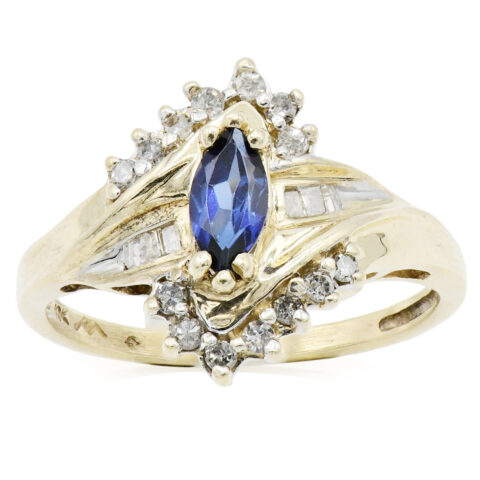 10K Yellow Gold, Diamond & Sapphire Ring