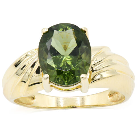 14K Yellow Gold & Moldavite Ring
