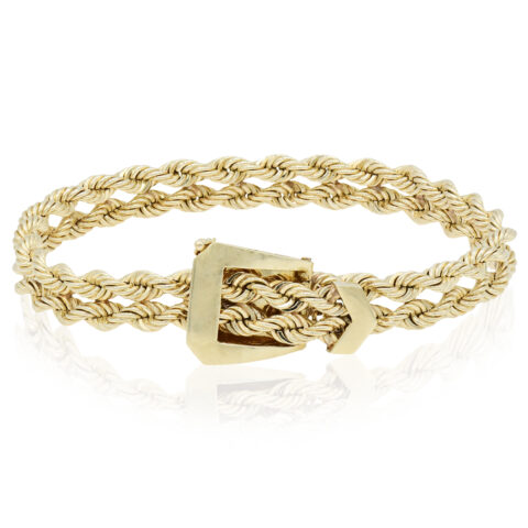 14K Yellow Gold Belt Buckle Bracelet