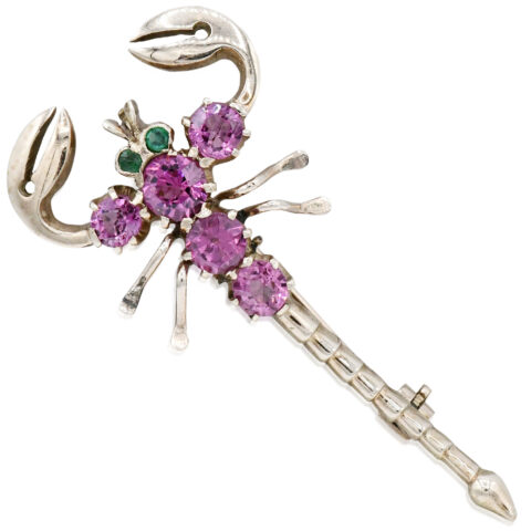 9K Yellow Gold & Garnet Victorian Scorpion Brooch
