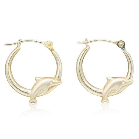 JCM 14K Yellow Gold Dolphin Hoop Earrings