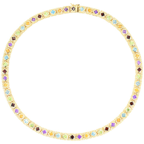 14K Yellow Gold & Gemstone Collar Necklace
