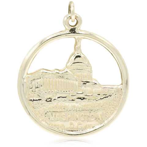 14K Yellow Gold Washington DC US Capitol Building Skyline Pendant